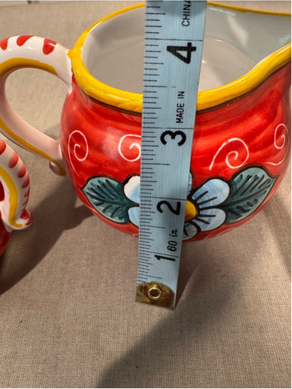 SBERNA DERUTA Red & Yellow Floral Creamer & Sugar Set One Size - Picture 13 of 13